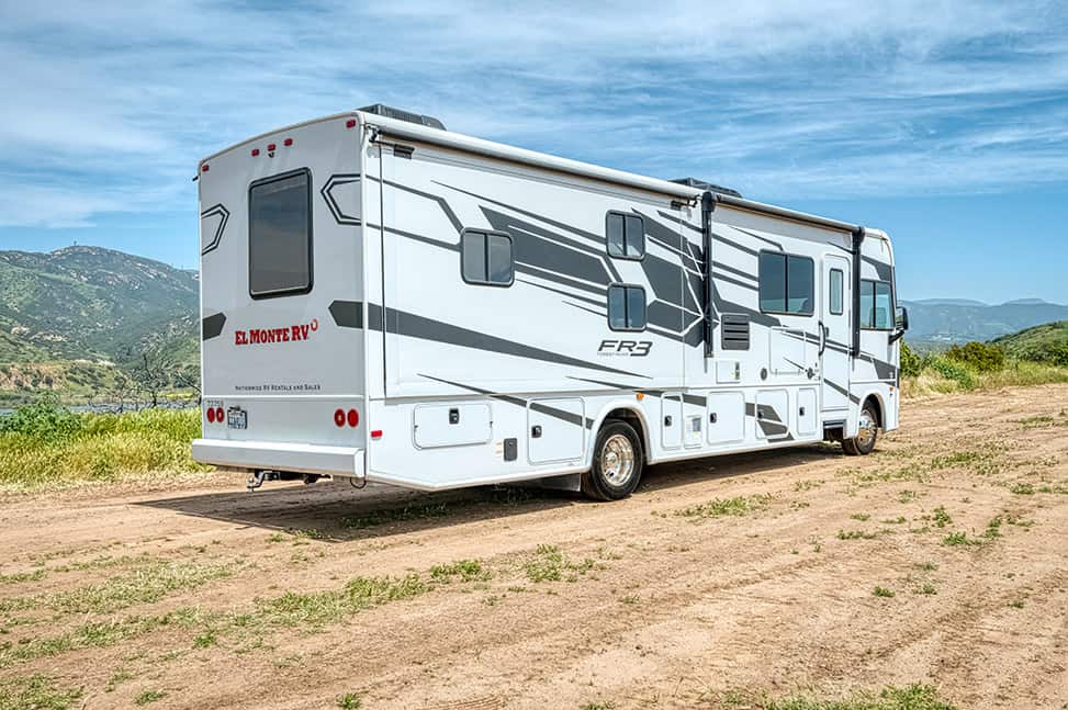 El Monte RV Class A Family Sleeper-Exterior_side_rear_awning_closed