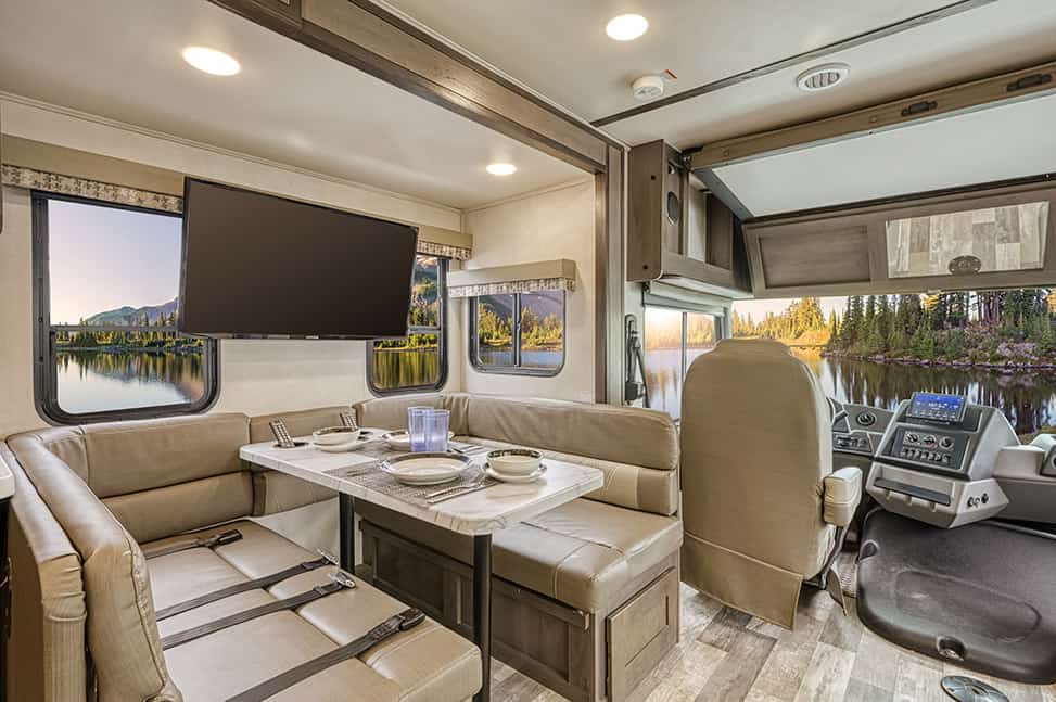 El Monte RV Class A Family Sleeper-Interior_dining_table