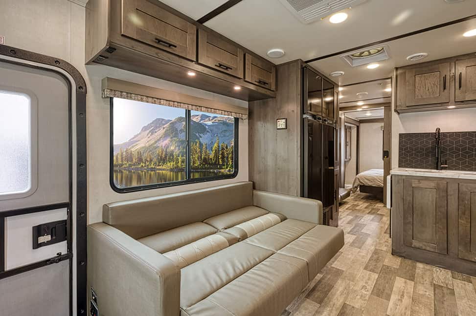 El Monte RV Class A Family Sleeper-Interior_sleeper_couch_open